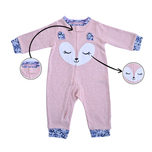 Sleepy Pink Fox Baby Romper