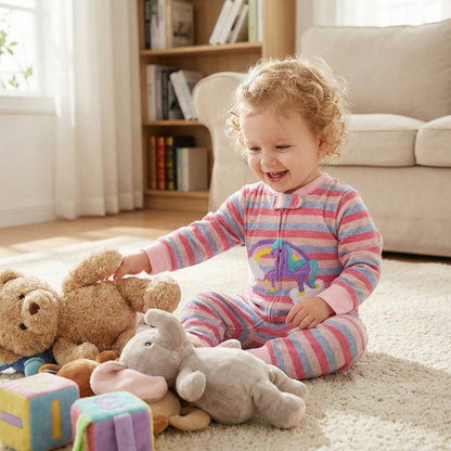 Rainbow Unicorn Striped Romper