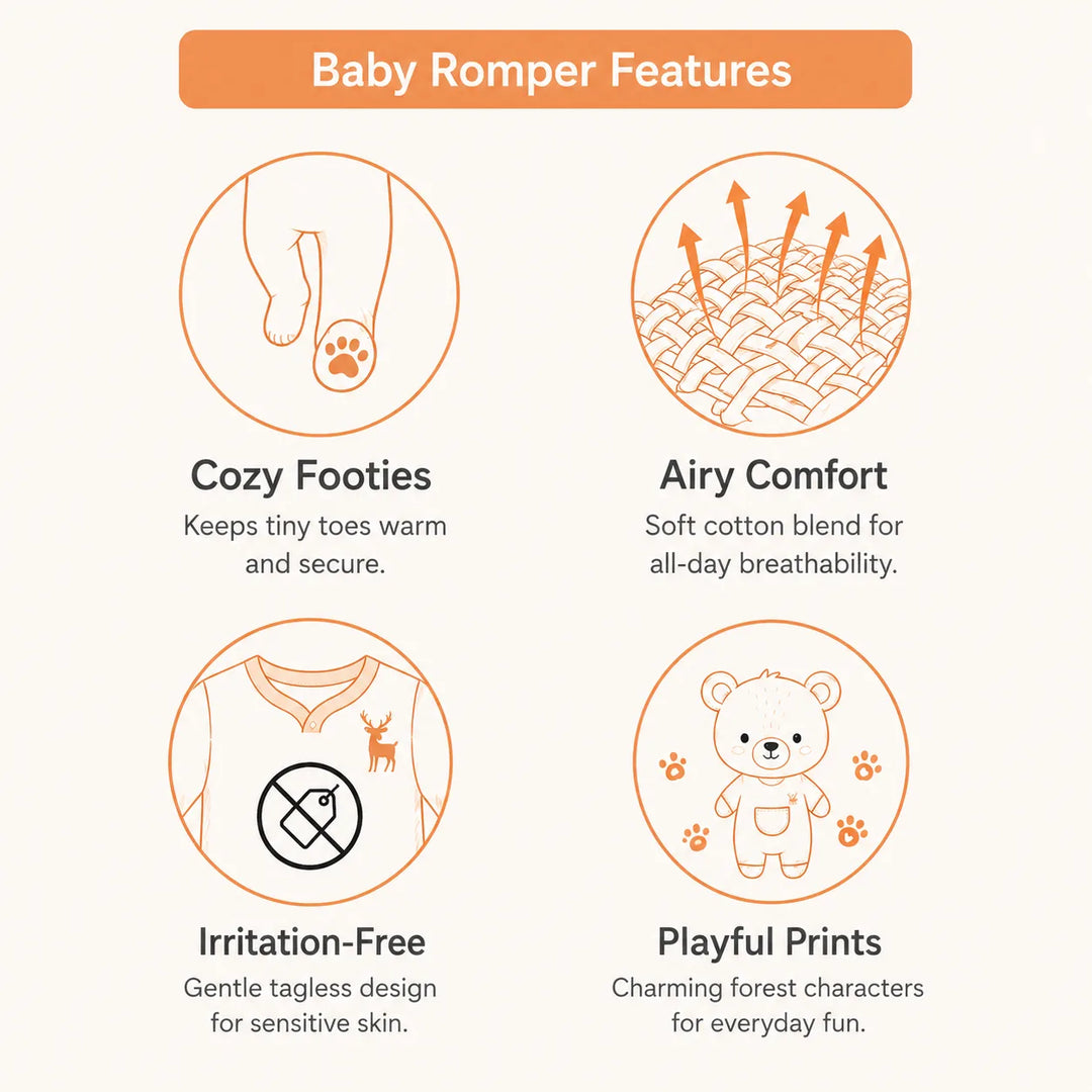 Dinosaur Print Footed Baby Romper
