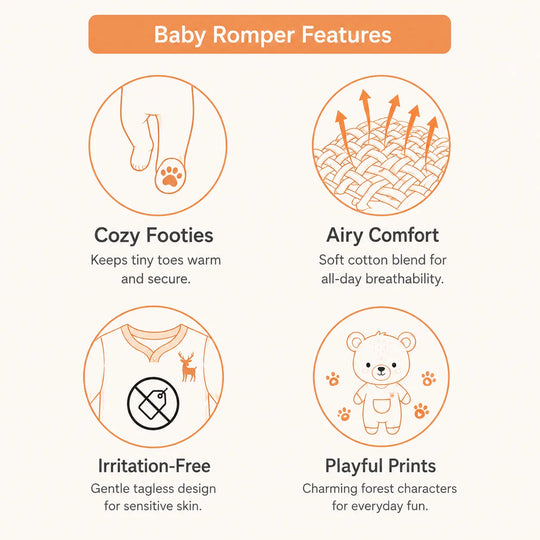Dinosaur Print Footed Baby Romper