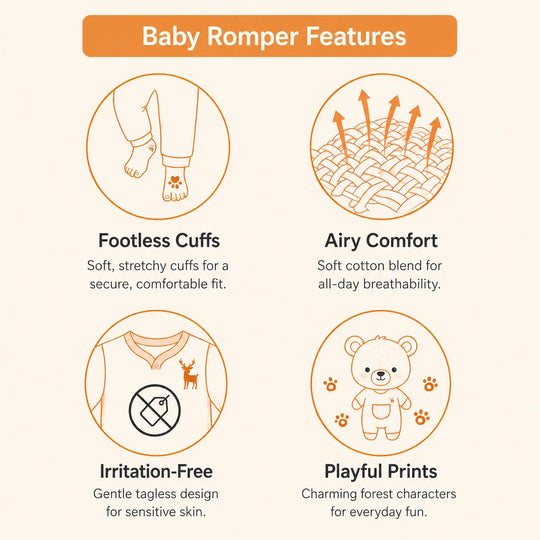 Striped Bear Cozy Baby Romper