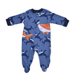 Whale Print Footed Baby Romper