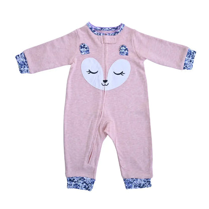 Sleepy Pink Fox Baby Romper